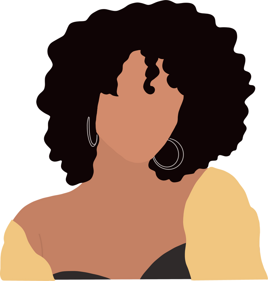 curly hair half woman cartoon